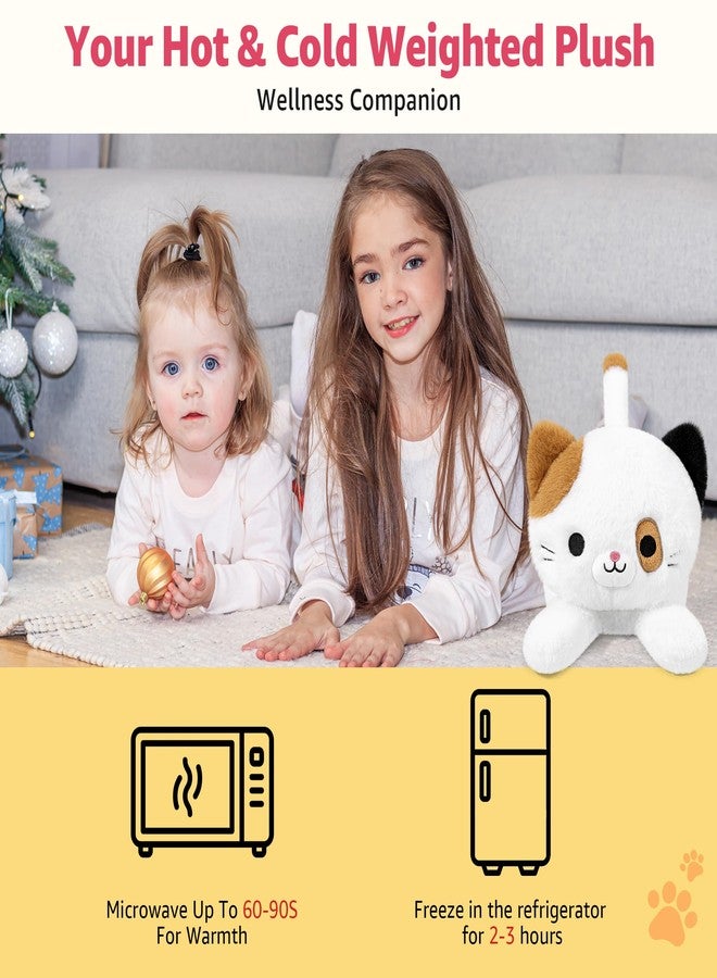 Onsoyours دمى قطط كاليكو الأصلية القابلة للتسخين والوزن من Onsoyours، دمية قطة صغيرة قابلة للتسخين في الميكروويف بطول 15 بوصة للدفء وتخفيف التوتر - ألعاب قطيفة ناعمة ومريحة للأطفال والكبار - Image 3